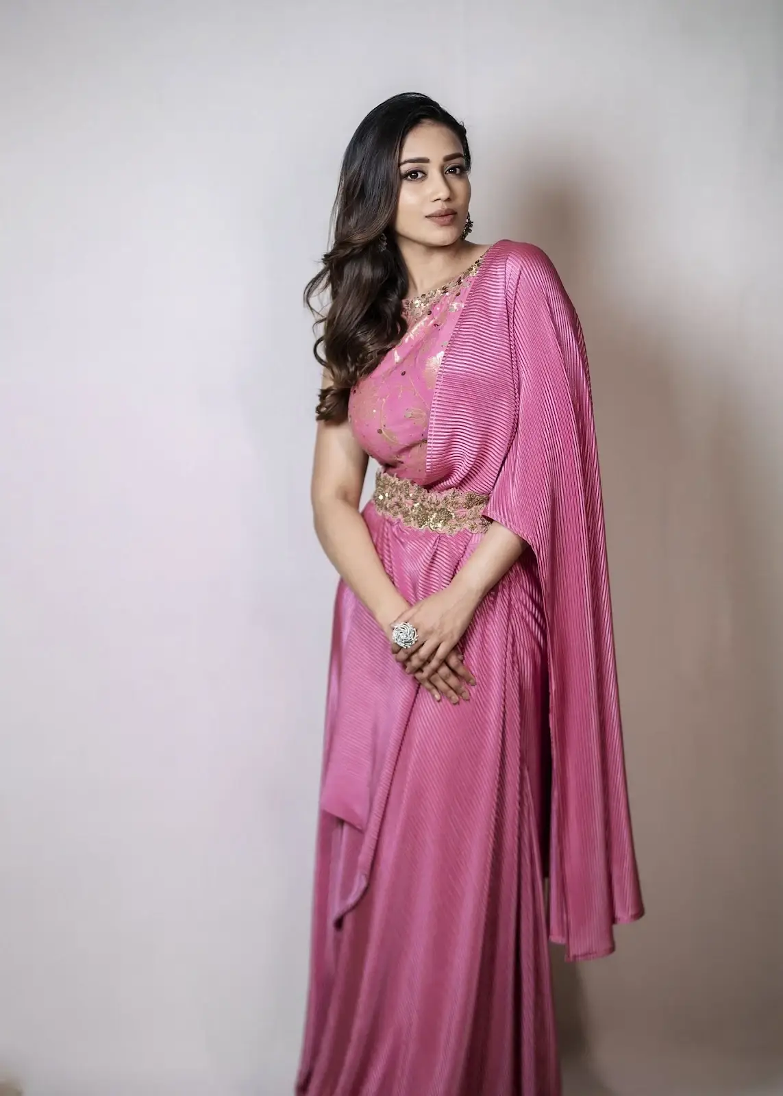 Beautiful Indian Girl Nivetha Pethuraj in Traditional Pink Saree